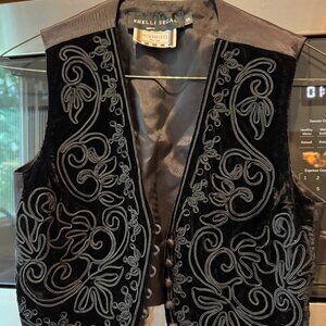 Shelli Segal Henri Bendel Velvet Vest Black S